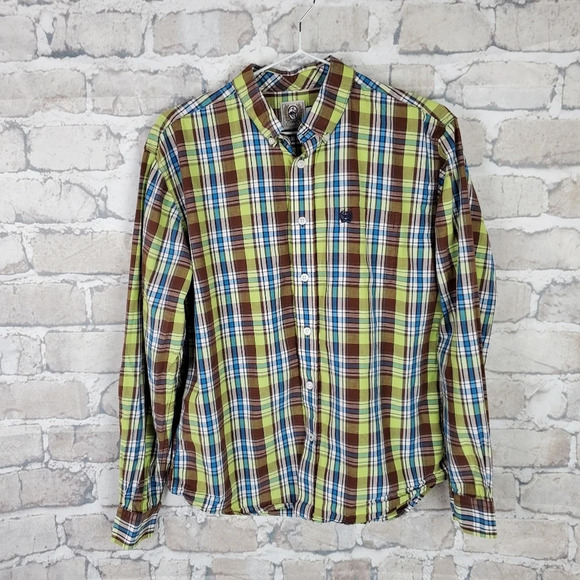 Cinch Button Front Shirt Blue Green  Plaid XXL - Picture 1 of 8
